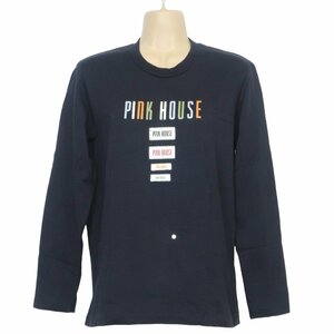 PINK HOUSE ★大人可愛い配色ロゴプリント＆ネームタグ♪長袖 カットソー M 黒系 着回し力抜群 希少ヴィンテージ レターパック可 z3828