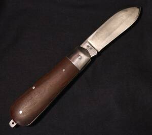 刃長75mm 在銘 明寿 大野勇一 木製柄電工 ポケットナイフ SpecialSteel 折り畳み 小刀