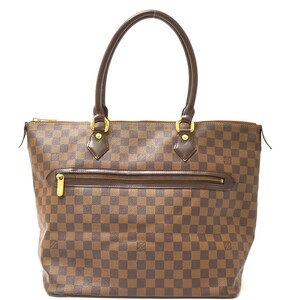 LOUIS VUITTON ルイヴィトン サレヤ GM N51181 ショルダー トートバッグ ダミエ・エベヌ×レザー ブラウン×ゴールド金具 レディース