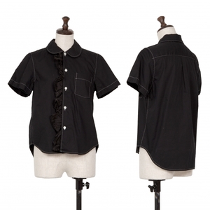 トリココムデギャルソンtricot COMME des GARCONS フリル装飾ラウンドカラー半袖シャツ 黒S 【レディース】