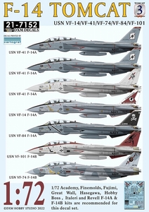 DXMデカール 21-7152 1/72 アメリカ海軍 VF-14/41/74/84/101 F-14 トムキャット コレクション 3
