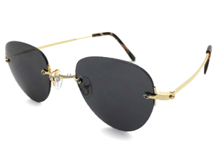 TWO POINT RIMLESS BOSTON SUNGLASS GOLD × SMOKE/ツーポイントリムレスボストンサングラスゴールドスモークレンズラウンド縁なしフレーム