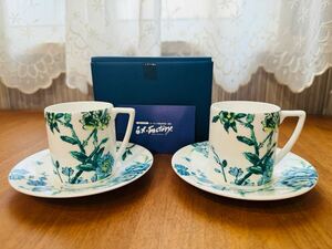 【未使用】WEDGWOOD ウェッジウッド JASPER CONRAN ジャスパー コンラン シノワズリ ホワイト エスプレッソカップ&ソーサー ペア 2客セット