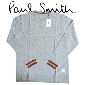 新品 ポールスミス Paul Smith 薄手 スウェット L トレーナー アーティストストライプ ラウンジウェア グレー杢 カラーステッチ 春 秋 冬