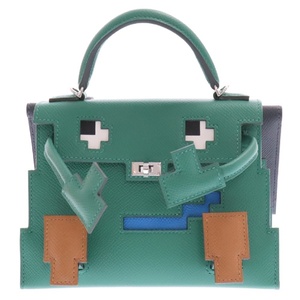 HERMES エルメス ケリー ドール ピクト ヴォーエプソン 2WAY レザー ハンド ショルダー バッグ グリーン W刻印 シルバー金具