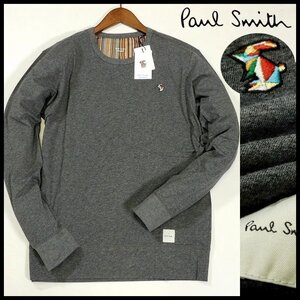 新品 即決 ポールスミス 長袖カットソー L 濃灰 マルチストライプ マルチラビット コットン ロンTシャツ Paul Smith メンズ【2987】