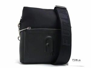 ■新品同様■ FURLA フルラ ナイロン×レザー クロスボディ ショルダーバッグ レディース ブラック系 AU9811