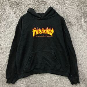 THRASHER スラッシャー スウェット パーカー プルオーバー サイズL ブラック 黒 レディース トップス 最落なし （126）