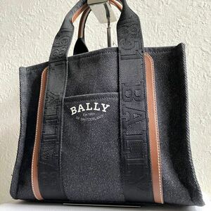 【幻の逸品!! 美品】BALLY バリー ハンドバッグ トート ドライヴァリア ロゴ デニム レザー メンズ ビジネス インディゴ 近年モデル