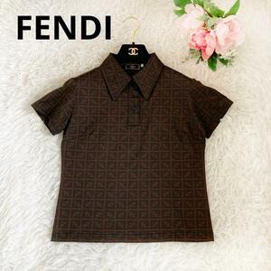 FENDI フェンディー　ズッカ Tシャツ　ポロシャツ　ブラウン　カットソー