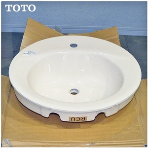 【福岡】◇長期保管品/TOTO/L525RCU #SC1/洗面器/フレーム式・カウンター式洗面器/パステルアイボリー/590×480×210mm【TW1102-3】