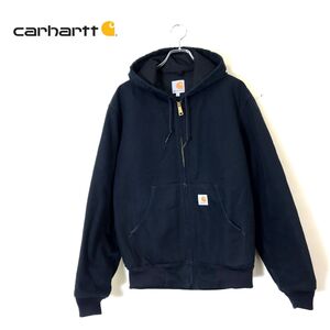 1N2167-N◆USA製◆ carhartt カーハート アクティブジャケット フーディー ダック生地 ◆ sizeS ブラック 無地 ロゴ コットン100