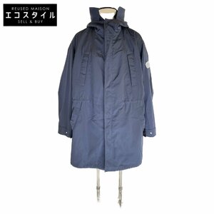 国内正規/23年製 DIOR HOMME ディオールオム 313C304A4533 ナイロン フーデッド ロング コート 52 ネイビー メンズ