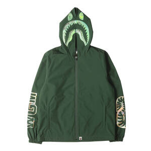 A BATHING APE ア ベイシング エイプ ジャケット サイズ:M ホログラム シャーク フード ジップ ジャケット グリーン アウター