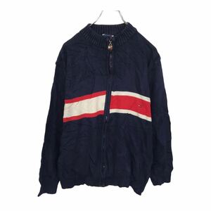 TOMMY HILFIGER ニットジャケット サイズ表記XL トミー・ヒルフィガー ネイビー 古着卸 アメリカ仕入 t2102-3125