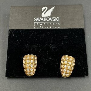 m002 H1(10) 4 送料385円 保管品 SWAROVSKI スワロフスキー クリスタル イヤリング クリップ式 ゴールドカラー アクセサリー レディース