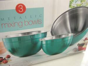 新品アメリカ 6ピースセットMIXING BOWLS ステンレス製 ミキシングボウルボール フタ付 食器洗機対応 緑