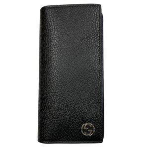 グッチ 財布 メンズ 610467 GUCCI 長財布 インターロッキングG レザー ブラック/ブルー系 アウトレット 610467 CAO2N 1040