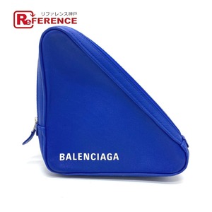 BALENCIAGA バレンシアガ 476976 トライアングル 三角 クラッチバッグ ポーチ 小物入れ ポーチ ブルー レディース【中古】