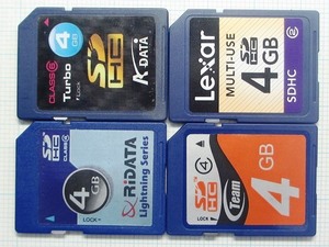 ★ＳＤＨＣメモリーカード ４GB ４枚 中古★送料６３円～