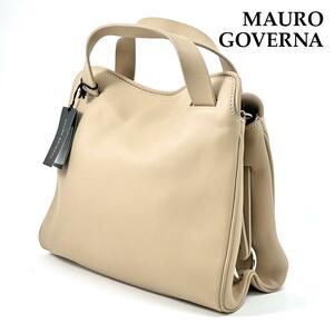 ◎未使用品◎マウロゴヴェルナ ハンドバッグ ベージュ リング シルバー金具 MAURO GOVERNA かばん シルバーリング レディース レザーバッグ