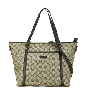 グッチ GGキャンバス トートバッグ ショルダーバッグ 2WAY 388929 ベージュ ブラウン キャンバス レザー レディース GUCCI 【中古】