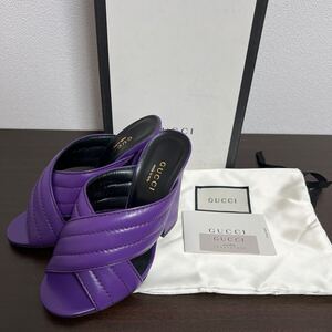 【未使用品】GUCCI グッチ ツイスト ミュール サンダル 34 1/2 パープル