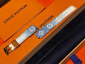 【1円〜】ルイ・ヴィトン LOUIS VUITTON タンブール用ベルト L/Lサイズ 凸12mm R17876 モノグラム 水色グラデーション