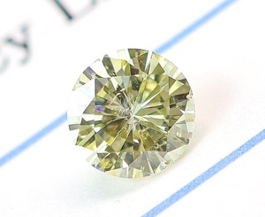 【100円～】0.340ct 天然ダイヤ Fancy Light Yellow (ナチュラルカラー) I1