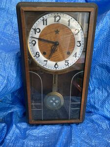 【サイズ100で発送】栄計舎 EIKEISHA 振り子時計 ゼンマイ付き 1956年製 レトロ アンティーク ジャンク品