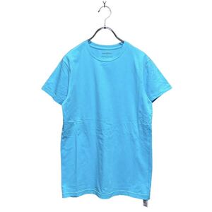 ●洗濯プレス済み● EMPORIO ARMANI エンポリオアルマーニ 半袖Tシャツ 無地 ターコイズ ストレッチ sizeS【2142】