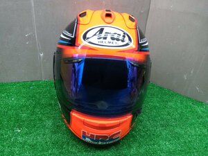 ★ジャンク品★Arai RX-7X フルフェイスヘルメット オレンジ 柄 57-58cm ブルーミラーシールド PSCマーク無し【他商品と同梱歓迎】