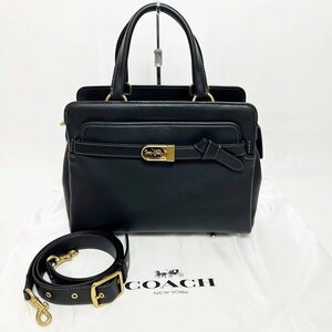 美品 COACH コーチ C4827 テートキャリーオール 2WAYショルダーバッグ ハンドバッグ ブラック 黒 レザー 馬車金具 中古 レディース HK0125