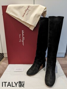 新品 Salvatore Ferragamo ロングブーツ イタリア製 確実正規 7C フェラガモ 未使用