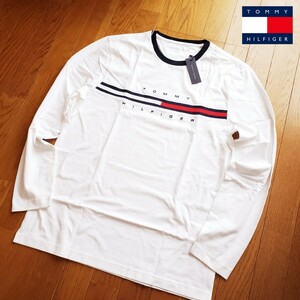 【新品】TOMMY HILFIGER Mサイズ ロンT フラッグロゴ ロングスリーブ Tシャツ ホワイト トミーヒルフィガー 長袖