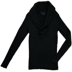 定価4.2万 junhashimoto ITALY YARN SHAWL COLLAR PULLOVER KNIT 3 ブラック ジュンハシモト リブウールショールカラーニット akm wjk 1piu