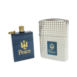 【未使用】ZIPPO Peace シルバーカラー A 07 ＆オイルマッチ ブルーチタン MADE IN U.S.A. 喫煙グッズ 煙草メーカー コレクション J1401