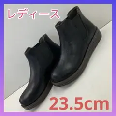 新品♡レディース 23.5cm 軽量 幅広 ショートブーツ 黒色 9782