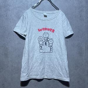 ブルーブルーエ(ONE)フロントプリントTシャツ＊アニマルゆるキャラ＊綿100％