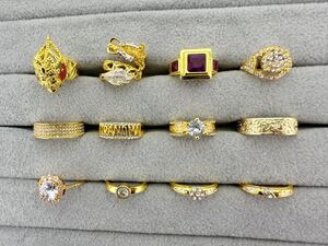 142 ゴールドカラー ジルコニア 指輪 リング ヴィンテージ アクセサリー 925刻印含む 未鑑定品 素材不明品 イミテーション品 まとめ 大量