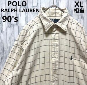 POLO RALPH LAUREN ポロ バイ ラルフローレン 長袖 フランネルシャツ チェックシャツ LOWELL SPORT ポニー 刺繍ロゴ M 90s アクティ21