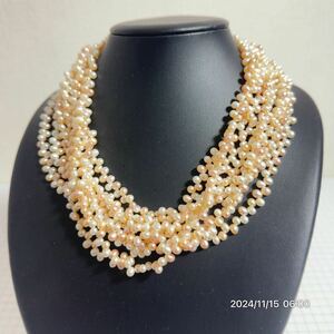 1000円〜　金具SV925 シルバー925 豪華　ボリューム大　パール　pearl 真珠　淡水　8連　ネックレス　アクセサリー　重さ179g 送料無料