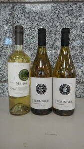 【在庫処分！米・智利 白3本！】Beringer Chardonnay 2010×2 / Vina Maipo Vitral Sauvignon 2014×1 