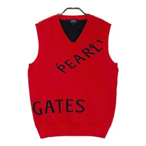 PEARLY GATES パーリーゲイツ 2022年モデル ニットベスト ロゴ柄 レッド系 4 [240101146065] ゴルフウェア メンズ