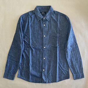 美品 A.P.C. 起毛 長袖シャツ ブルー系 XS ユニセックス APC アーペーセー @b045