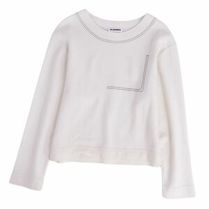 美品 ジルサンダー JIL SANDER ニット セーター ロングスリーブ 長袖 無地 ウール トップス レディース 34 アイボリー cg12dr-rm05f08165