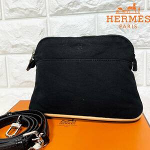 HERMESエルメス ボリードPM20 ミニショルダーバッグ 2way ポーチ バニティ 本革 ブラック 黒 H刺繍ロゴ 正規品 希少 廃盤 入手困難