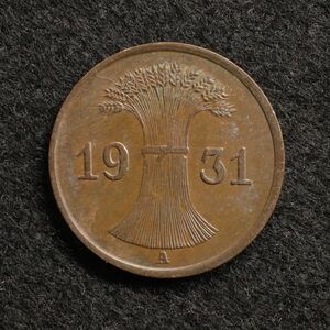 KM#37/ドイツワイマール共和国 1ライヒスペニヒ銅貨（1931）ベルリン製造[E551]コイン