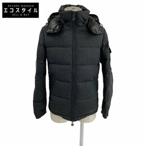 国内正規/ MONCLER モンクレール MONTGENEVREモンジュネーブル ウール フード付ダウン ジャケット 0 チャコールグレー メンズ