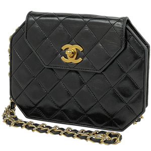 シャネル CHANEL ココマーク チェーン ショルダーバッグ マトラッセ ショルダーバッグ レザー ブラック レディース 【中古】